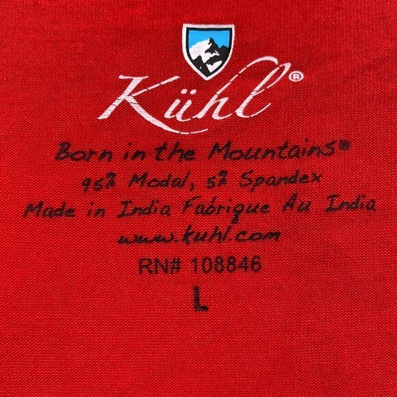 Kuhl Short Sleeve Keyhole Shirt Womens Orange Floral Pattern Top. Large - Picture 4 of 6